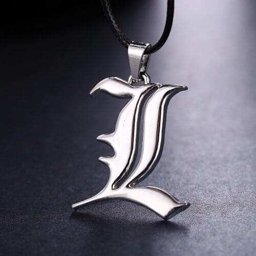 Death Note L Pendant Necklace Lawliet Cosplay Old English Letter Anime Hip Hop Punk Metal Pendants Neck Chain Fashion Jewelry