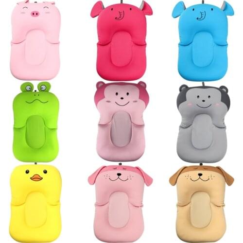 Baby Shower Bath Tub Pad Non-Slip Bathtub Seat Adjustable Newborn Safety Security Bath Support Cushion Foldable Soft Bath Pillow