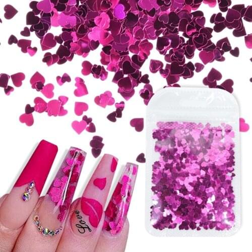 12 Colors Heart Shape Resin Art Glitter Flakes Resin Epoxy Mold Art Decorations Jewelry Making Tools Holographic Nail Art T84A
