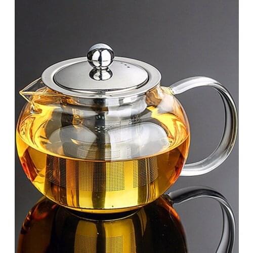 600 / 950 / 1300 ml Good Round Glass Teapot Flower Tea Kettle Herbal Borosilicate Glass Pot Microwavable Stovetop Onsale Teaware