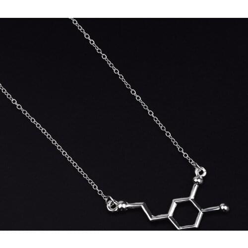JUCHAO Dopamine Molecule Necklace Chemical Formula Hormone Serotonin Molecules 5-ht Pendant Necklaces Nurse Jewelry