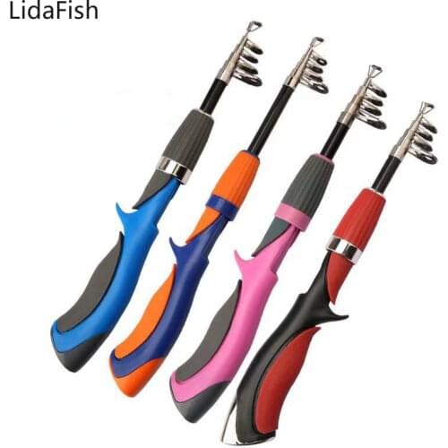 LidaFish Carbon Telescopic Spinning Fishing Rod 1.2/1.4/1.6M Mini Travel Easy To Carry Sea Pole