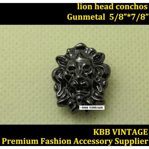 KBE04) Wholesale 50pc Small Lion-Head Conchos Screwback Conchos Leathercraft Gunmetal