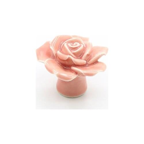 Rose Flower Ceramic Handle Cupboard Wardrobe Hand Pinch Cartoon European-style Modern Simple Colored Handle