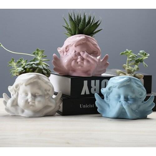 Ceramic Mini Succulent Plant Pot Creative Lovely Angels Vase Home Tabletop Decor Home Garden Bonsai Pots