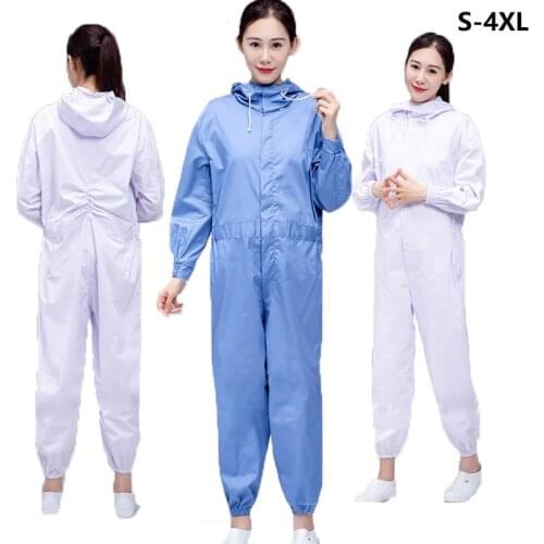 Men Women Thin Work Overalls Breathable Long Sleeve Hooded Coverall Dust-proof Protective Work Clothing Food Factory Jumpsuit4XL