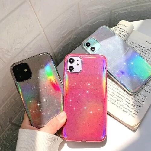 Korean style luxury womens Phone Cases For iPhone 12 11 Pro Max XS Max XR 8 7 Plus 6S Soft Shockproof Bling luminous Back Cover