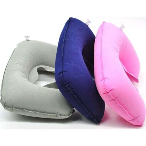 Air Pillow Inflatable U Shape Neck Blow Up Cushion PVC Flocking Pillow Care Cervical pillow