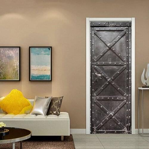 2pcs/set 77x200cm 3D Christmas Door Stickers for Living Room Bedroom PVC Self Adhesive Wallpaper Home Decor Waterproof Mural