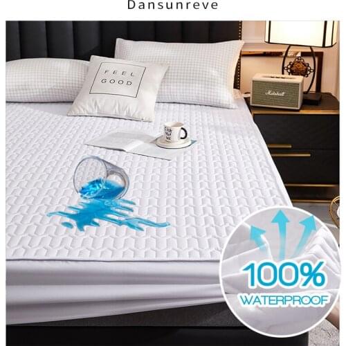 Dansunreve Washable Bed Cover Queen King Size Solid Cartoon Pattern Waterproof Mattress Protector Embossed Quilted Fitted Sheet