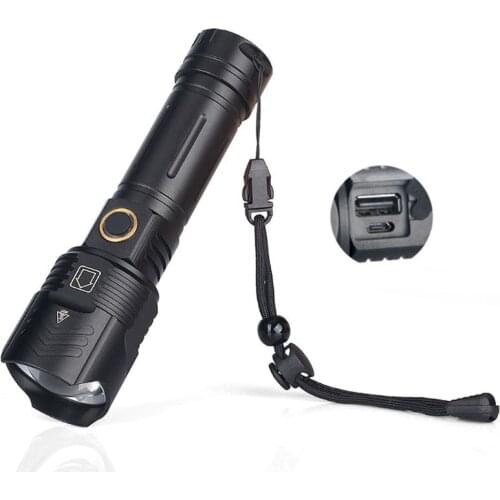 Camping Outdoor Flashlight Waterproof Metal 18650 26650 Battery 5 Mode P90 LED Tourch USB Output Charger For Cellphone