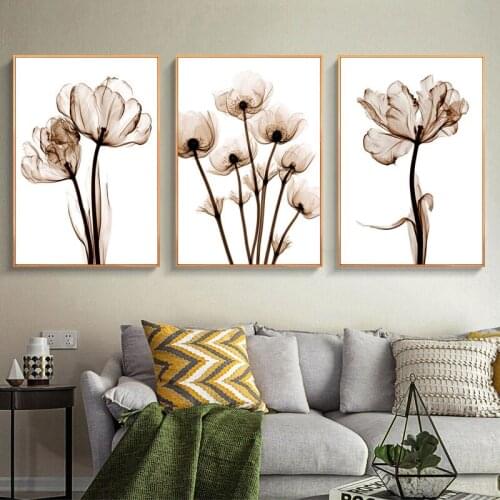 Nordic Pink Flower Wall Art Pictures for Living Room Simple Posters and Prints Canvas Painting Home Decoration for Room