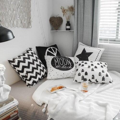 Nordic Geometric Double-sided Printed Super Soft Fleece Cushion Cover Short Plush Sofa Pillow Cover Pentagram Spot Pillowcase