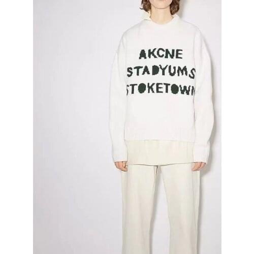 2021 AC New Fashion Classic Brand Luxury Design Smiling Face Stripe Loose Round Neck Wool Knitted Sweater 2