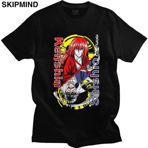 Novelty Rurouni Kenshin T Shirt Homme Soft Cotton Anime Manga Swordsman Samurai X Tee Tops O-neck Short-Sleeve Fans Tshirt Gift