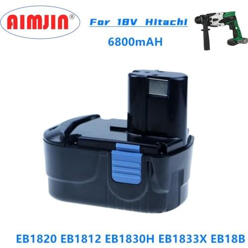2021 Original 18V 6.8Ah Power Tool Battery for Hitachi Power Tool Screwdriver Drill: EB1820 EB1812 EB1830H EB1833X EB18B 322437