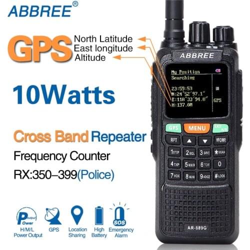 ABBREE AR-889G GPS 10W Walkie Talkie 889G SOS 999CH Cross band repeater Night mode Dual Band VHF UHF Ham CB Radio HF Transceiver