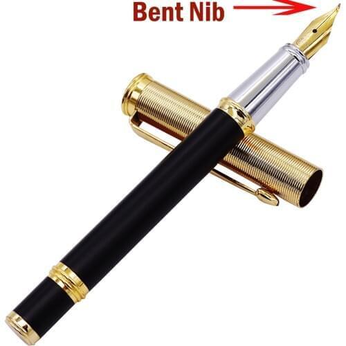 Duke 17 Matte Balck Metal Calligraphy Pen Fountain Pen Fude Nib Beautiful Ripple Cap Office Business Gift Home School Supplies