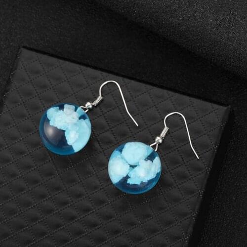 2Pcs Blue Sky Cloud Ball Round Shape Women Dangle Hook Earring Jewelry Gift Dangle Hook Earring Jewelry Gift Dangle Hook Earring
