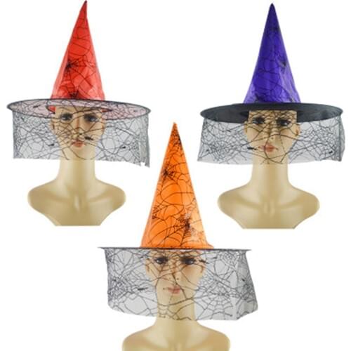 Witch Hats for Women Wicked Lace Witch Brim Hat Halloween Carnival Costumes Accessories Party Cosplay Hat