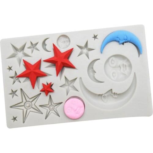 Vintage Star Moon Human Face Silicone Fondant Chocolate Candy Mold Cake Decorating Tools Diy Handmade Bake Mould