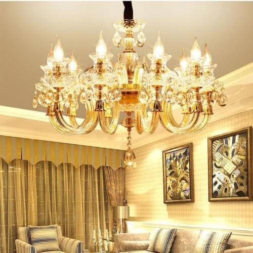 Modern chandeliers ceiling Living Room Crystal led Light Bedroom Restaurant Candle Chandelier Golden Crystal Lustre Luminarias