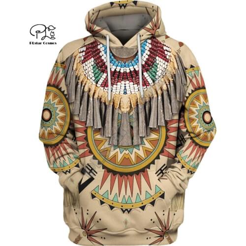 Black Native Indian 3D Hoodie Tee Men Women New Fashion Hooded Sweatshirt Long Sleeve Pullover Style-10