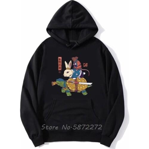 Kame Usagi And Ratto Ninjas Hoodie Rabbit Turtle Mouse Animal Japan Men Sweatshirt Spring Autumn Hoody Hoodies Streetwear