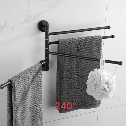 Towel Rack 5/4/3/2 Arms Towel Hanging w Hooks Bathroom Towel Rack Movable Towel Bars Bathroom Products European Space Aluminium