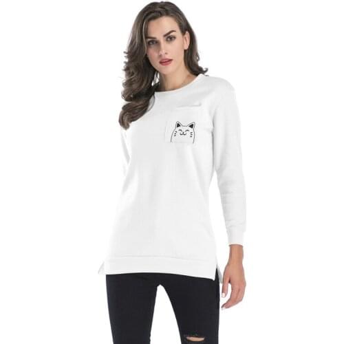 YYFS 2019 New Women Cute Cartoon Cat Print Hoodies Cotton Long Sleeve Sweatshirts Casual Street Hoody Clothing Tops High Quality