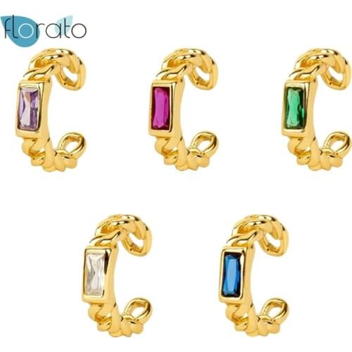 1PC 24K Gold-Plated Silver Without Piercing Semicircle Ear Cuff Earrings for Women Gold Color Crystal Earrings Fashion Jewelry