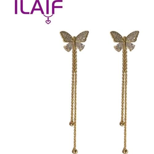 New Long Fringed Butterfly Pendant Earrings Gold 2021 Womens Earrings Summer Jewelry Girls Party Gifts