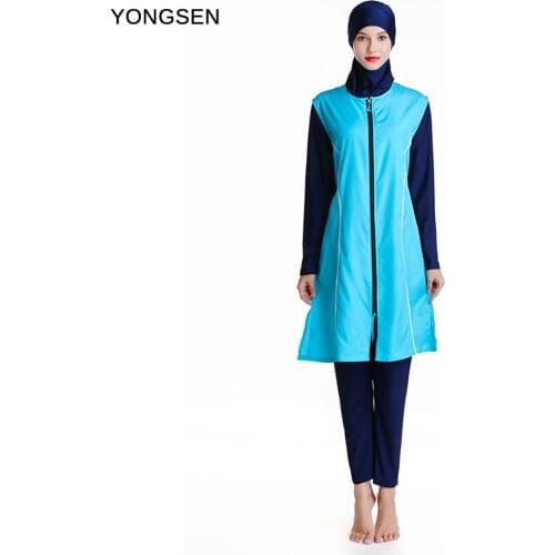YONGSEN Women Bathing suit Plus Size Muslim Burkinis Beachwear New Islamic Swimsuit Muslim Swimwear Hijab Female Swimsuit