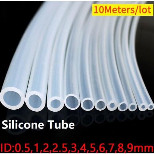 10 Meters Food Grade Clear Transparent Silicone Rubber Hose ID 0.51 2 3 4 5 6 7 8 9 10 mm O.D Flexible Nontoxic Silicone Tube