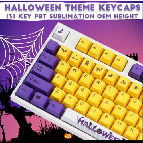 131-key Halloween Theme Keycap PBT Sublimation OEM Height DIY 60% Mechanical Keyboard Keycap Cherry MX Keycap 64/68/87/980/104