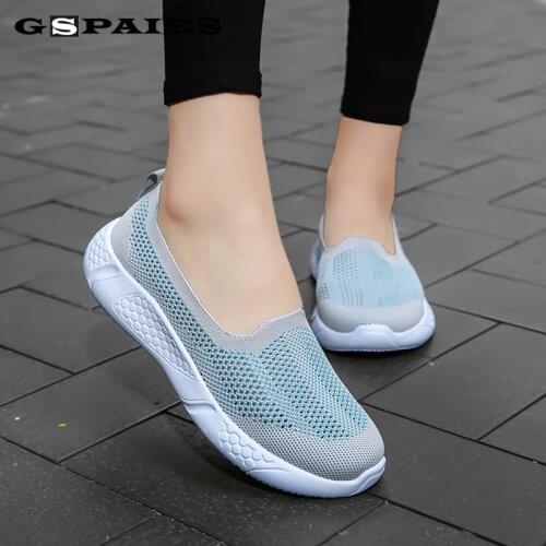 2020 Fashion Sneakers Women Flats Shoes Summer Breathable Mesh Casual Shoes Woman Slip-on Ballet Flats Ladies Shoes Plus Size