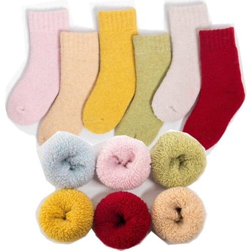 2020 New Winter Thickened Plush Baby Socks 32% Wool Children Medium Tube Sleeping Warm Suitable 1-8 Years Boys And Girls 3PAIR