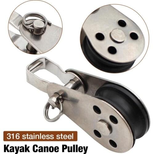 Stainless Steel 316 Pulley Blocks Rope Runner Kayak Boat Accessories Canoe Anchor Trolley Kit for 2mm to 8mm Rope