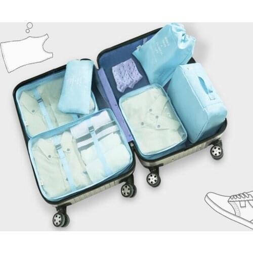 6pcs/set Luggage Travel Packing Bags Packing Cubes Organizer Clothes Storage Bag Suitcase Clothes Bag Travel Storage Accessories