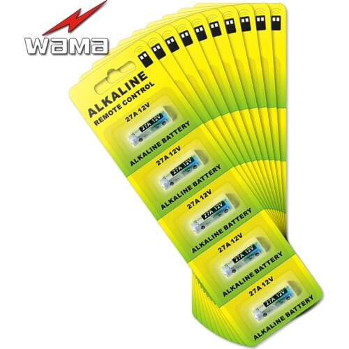8packs/40pcs Wama Alkaline Battery 27A 12V A27 MN27 l828 27AE Batteries For Alarm Doorbell Head Lamp Electronic Pen