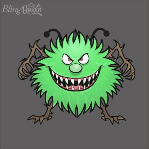 BlingQueen 12PCS/LOT Korean Cartoon Patches DIY T-Shirt Appliques Heat Transfers PU Printing Vinyl Stickers