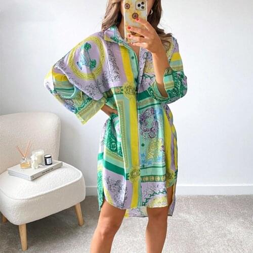 2021 Hot Recommend Style Loose Oversized Shirts Blouses Office Lady French Vintage Long Sleeve Casual Women Dresses