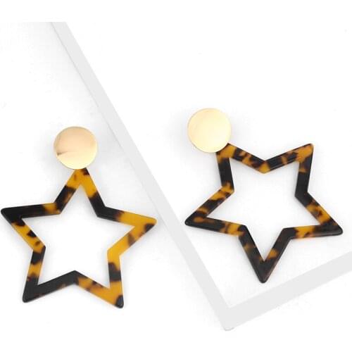 Big Acrylic Star Stud Earrings For Women Leopard Acetate Resin Tortoiseshell Earrings Geometric ZA Vintage Jewelry erst04