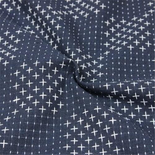 CF828 Chinese Style Blue Ethnic Yarn-dyed Fabrics Dress/Table Cloth/Curtain/Clothes DIY Patchwork Materials