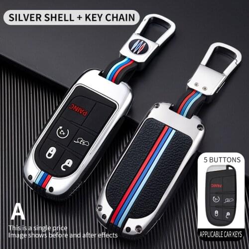 Alloy Car Key Cover Case Fob for Jeep Renegade Compass Grand Cherokee for Chrysler 300C Wrangler Dodge Car Accessaries Keychain