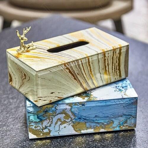 European Glass Tissue Box Paint Craft Bedroom Paper Drawer Restaurant Desktop Napkin Organizer Creative Home Decoration Modern