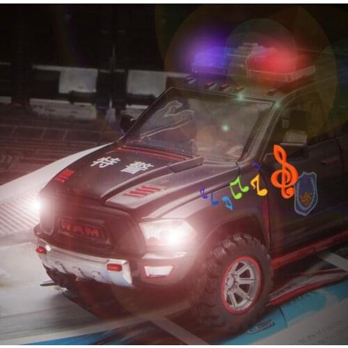 Toy Police-Car Model 1: 32 Dodge-Ram Pickup Off-Road Vehicle Alloy Model Sound Light Pull Back Toy Car Gifts For Boy Decoration