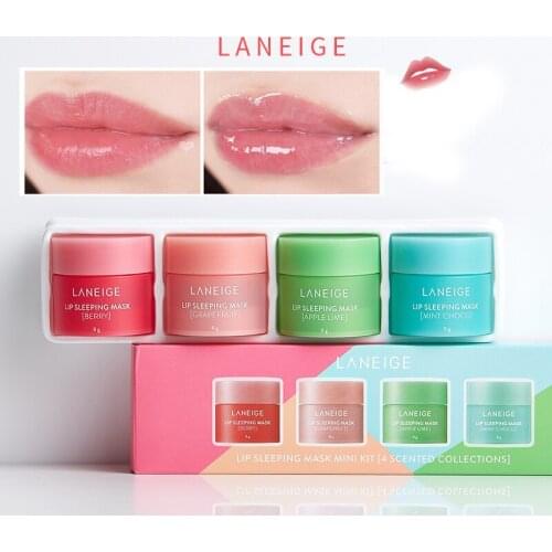 Korea Lip Sleeping Mask Mini Kit 4 Scented Collection 8g 4PCS Nutritious Moisturizing Lip Balm