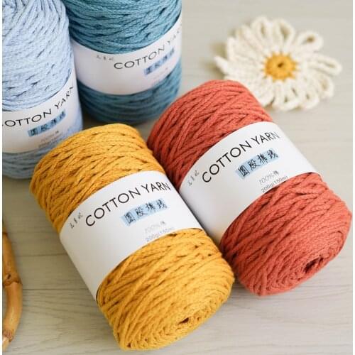 Ins pure cotton round strand yarn 3mm round strand cotton thread diy handmade bag knitting wool crochet material 200g