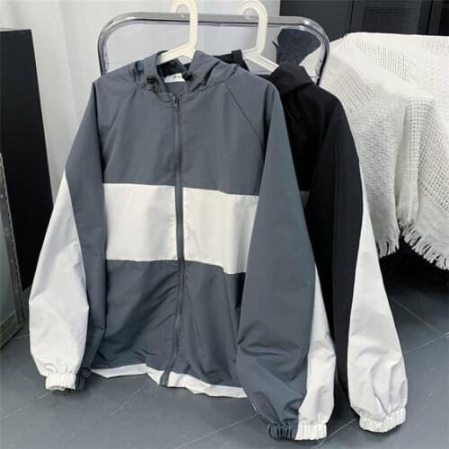 Hooded Jacket Men Spring Autumn Loose Hoodie Korean Fashion Wild Outerwear Color Patchwork Coats Male Streetwear 2021 Chaqueta